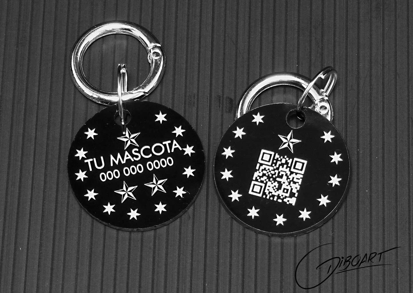 medallas para perros y gatos Pereira redonda con estrellas 